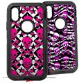 2x Decal style Skin Wrap Set compatible with Otterbox Defender iPhone X and Xs Case - Pink Skulls and Stars (CASE NOT INCLUDED)