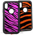 2x Decal style Skin Wrap Set compatible with Otterbox Defender iPhone X and Xs Case - Pink Tiger (CASE NOT INCLUDED)