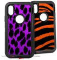 2x Decal style Skin Wrap Set compatible with Otterbox Defender iPhone X and Xs Case - Purple Leopard (CASE NOT INCLUDED)