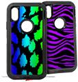 2x Decal style Skin Wrap Set compatible with Otterbox Defender iPhone X and Xs Case - Rainbow Leopard (CASE NOT INCLUDED)