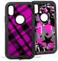 2x Decal style Skin Wrap Set compatible with Otterbox Defender iPhone X and Xs Case - Pink Plaid (CASE NOT INCLUDED)