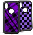 2x Decal style Skin Wrap Set compatible with Otterbox Defender iPhone X and Xs Case - Purple Plaid (CASE NOT INCLUDED)