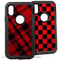 2x Decal style Skin Wrap Set compatible with Otterbox Defender iPhone X and Xs Case - Red Plaid (CASE NOT INCLUDED)