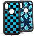 2x Decal style Skin Wrap Set compatible with Otterbox Defender iPhone X and Xs Case - Checkers Blue (CASE NOT INCLUDED)