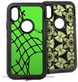 2x Decal style Skin Wrap Set compatible with Otterbox Defender iPhone X and Xs Case - Ripped Fishnets Green (CASE NOT INCLUDED)