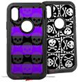 2x Decal style Skin Wrap Set compatible with Otterbox Defender iPhone X and Xs Case - Skull Stripes Purple (CASE NOT INCLUDED)