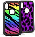 2x Decal style Skin Wrap Set compatible with Otterbox Defender iPhone X and Xs Case - Tiger Rainbow (CASE NOT INCLUDED)