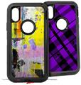 2x Decal style Skin Wrap Set compatible with Otterbox Defender iPhone X and Xs Case - Graffiti Pop (CASE NOT INCLUDED)