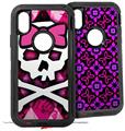 2x Decal style Skin Wrap Set compatible with Otterbox Defender iPhone X and Xs Case - Pink Bow Princess (CASE NOT INCLUDED)