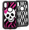 2x Decal style Skin Wrap Set compatible with Otterbox Defender iPhone X and Xs Case - Pink Zebra Skull (CASE NOT INCLUDED)