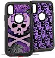 2x Decal style Skin Wrap Set compatible with Otterbox Defender iPhone X and Xs Case - Purple Girly Skull (CASE NOT INCLUDED)