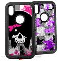 2x Decal style Skin Wrap Set compatible with Otterbox Defender iPhone X and Xs Case - Scene Kid Girl Skull (CASE NOT INCLUDED)