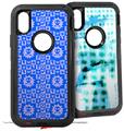 2x Decal style Skin Wrap Set compatible with Otterbox Defender iPhone X and Xs Case - Gothic Punk Pattern Blue (CASE NOT INCLUDED)