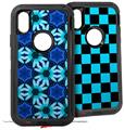 2x Decal style Skin Wrap Set compatible with Otterbox Defender iPhone X and Xs Case - Daisies Blue (CASE NOT INCLUDED)