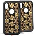 2x Decal style Skin Wrap Set compatible with Otterbox Defender iPhone X and Xs Case - Leave Pattern 1 Brown (CASE NOT INCLUDED)