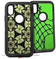 2x Decal style Skin Wrap Set compatible with Otterbox Defender iPhone X and Xs Case - Leave Pattern 1 Green (CASE NOT INCLUDED)
