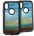 2x Decal style Skin Wrap Set compatible with Otterbox Defender iPhone X and Xs Case - Landscape Abstract Beach (CASE NOT INCLUDED)