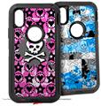 2x Decal style Skin Wrap Set compatible with Otterbox Defender iPhone X and Xs Case - Bow Skull Pink (CASE NOT INCLUDED)