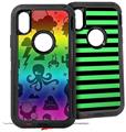 2x Decal style Skin Wrap Set compatible with Otterbox Defender iPhone X and Xs Case - Cute Rainbow Monsters (CASE NOT INCLUDED)
