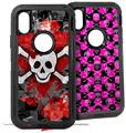 2x Decal style Skin Wrap Set compatible with Otterbox Defender iPhone X and Xs Case - Emo Skull Bones (CASE NOT INCLUDED)