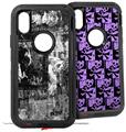 2x Decal style Skin Wrap Set compatible with Otterbox Defender iPhone X and Xs Case - Graffiti Grunge Skull (CASE NOT INCLUDED)