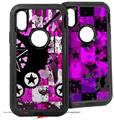 2x Decal style Skin Wrap Set compatible with Otterbox Defender iPhone X and Xs Case - Pink Star Splatter (CASE NOT INCLUDED)