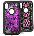 2x Decal style Skin Wrap Set compatible with Otterbox Defender iPhone X and Xs Case - Butterfly Graffiti (CASE NOT INCLUDED)