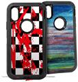 2x Decal style Skin Wrap Set compatible with Otterbox Defender iPhone X and Xs Case - Checkerboard Splatter (CASE NOT INCLUDED)