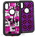 2x Decal style Skin Wrap Set compatible with Otterbox Defender iPhone X and Xs Case - Pink Graffiti (CASE NOT INCLUDED)