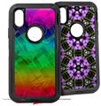 2x Decal style Skin Wrap Set compatible with Otterbox Defender iPhone X and Xs Case - Rainbow Butterflies (CASE NOT INCLUDED)