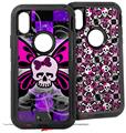 2x Decal style Skin Wrap Set compatible with Otterbox Defender iPhone X and Xs Case - Butterfly Skull (CASE NOT INCLUDED)