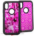 2x Decal style Skin Wrap Set compatible with Otterbox Defender iPhone X and Xs Case - Pink Plaid Graffiti (CASE NOT INCLUDED)