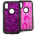 2x Decal style Skin Wrap Set compatible with Otterbox Defender iPhone X and Xs Case - Pink Skull Bones (CASE NOT INCLUDED)