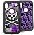 2x Decal style Skin Wrap Set compatible with Otterbox Defender iPhone X and Xs Case - Purple Princess Skull (CASE NOT INCLUDED)