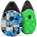 Skin Decal Wrap 2 Pack compatible with Suorin Drop Checker Skull Splatter Blue VAPE NOT INCLUDED