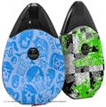 Skin Decal Wrap 2 Pack compatible with Suorin Drop Skull Sketches Blue VAPE NOT INCLUDED