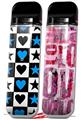 Skin Decal Wrap 2 Pack for Smok Novo v1 Hearts And Stars Blue VAPE NOT INCLUDED