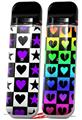 Skin Decal Wrap 2 Pack for Smok Novo v1 Purple Hearts And Stars VAPE NOT INCLUDED