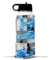 Skin Wrap Decal compatible with Hydro Flask Wide Mouth Bottle 32oz Checker Skull Splatter Blue (BOTTLE NOT INCLUDED)