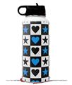 Skin Wrap Decal compatible with Hydro Flask Wide Mouth Bottle 32oz Hearts And Stars Blue (BOTTLE NOT INCLUDED)