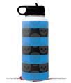 Skin Wrap Decal compatible with Hydro Flask Wide Mouth Bottle 32oz Skull Stripes Blue (BOTTLE NOT INCLUDED)