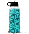 Skin Wrap Decal compatible with Hydro Flask Wide Mouth Bottle 32oz Skull Patch Pattern Blue (BOTTLE NOT INCLUDED)