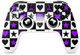 Skin Decal Wrap works with Original Google Stadia Controller Purple Hearts And Stars Skin Only CONTROLLER NOT INCLUDED
