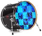 Decal Skin works with most 24" Bass Kick Drum Heads Blue Star Checkers - DRUM HEAD NOT INCLUDED