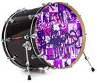 Decal Skin works with most 24" Bass Kick Drum Heads Purple Checker Graffiti - DRUM HEAD NOT INCLUDED