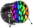 Decal Skin works with most 24" Bass Kick Drum Heads Rainbow Leopard - DRUM HEAD NOT INCLUDED