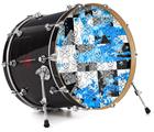 Decal Skin works with most 24" Bass Kick Drum Heads Checker Skull Splatter Blue - DRUM HEAD NOT INCLUDED