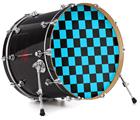 Decal Skin works with most 24" Bass Kick Drum Heads Checkers Blue - DRUM HEAD NOT INCLUDED