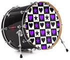Decal Skin works with most 24" Bass Kick Drum Heads Purple Hearts And Stars - DRUM HEAD NOT INCLUDED
