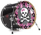 Decal Skin works with most 24" Bass Kick Drum Heads Pink Bow Skull - DRUM HEAD NOT INCLUDED